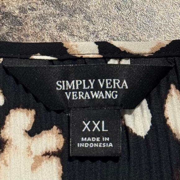 Simply Vera Wang Top Cottage Dark Floral Y2K Romantic Boho Pleated Black XXL - Picture 3 of 7